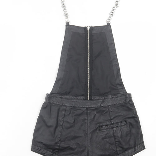 H&M Womens Black Polyester Dungaree One-Piece Size 6 Zip - Chain Strap