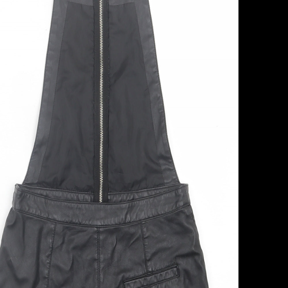 H&M Womens Black Polyester Dungaree One-Piece Size 6 Zip - Chain Strap
