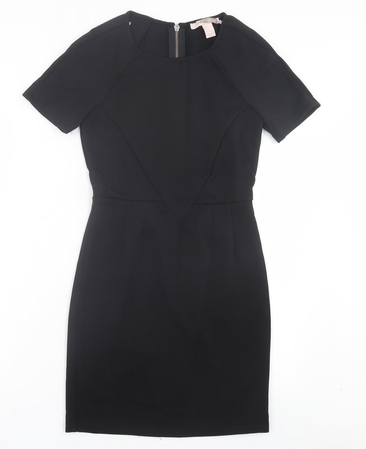 FOREVER 21 Womens Black Polyester Shift Size S Crew Neck Zip