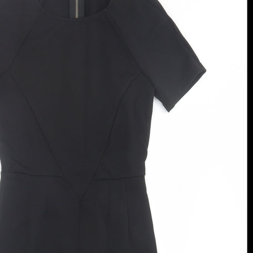 FOREVER 21 Womens Black Polyester Shift Size S Crew Neck Zip