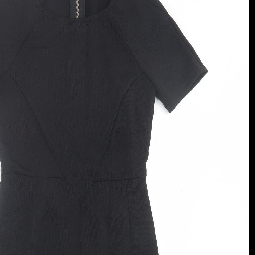 FOREVER 21 Womens Black Polyester Shift Size S Crew Neck Zip