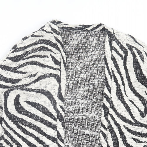 Stradivarius Womens Beige V-Neck Animal Print Cotton Cardigan Jumper Size S