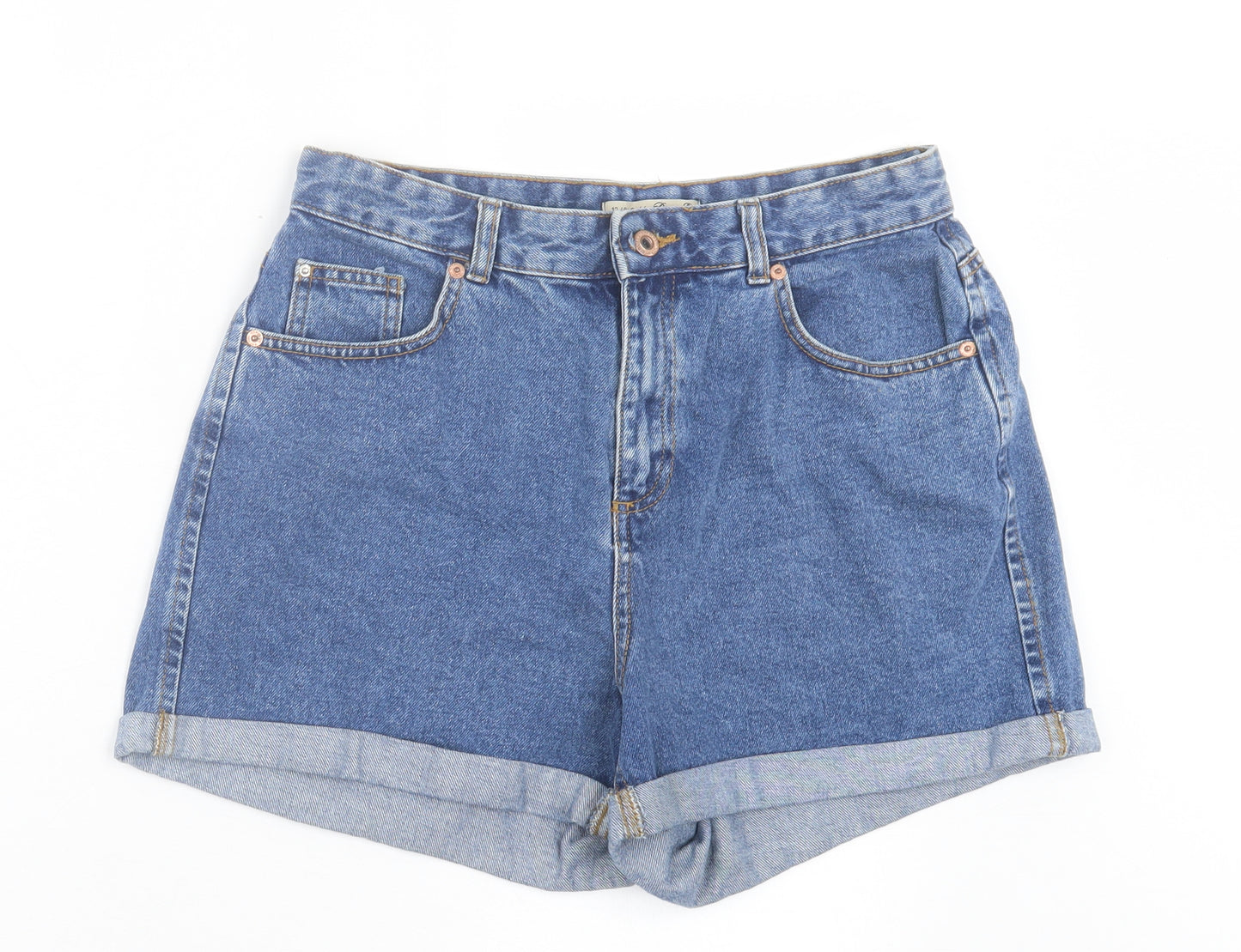 Denim & Co. Womens Blue Cotton Mom Shorts Size 12 L3 in Regular Button