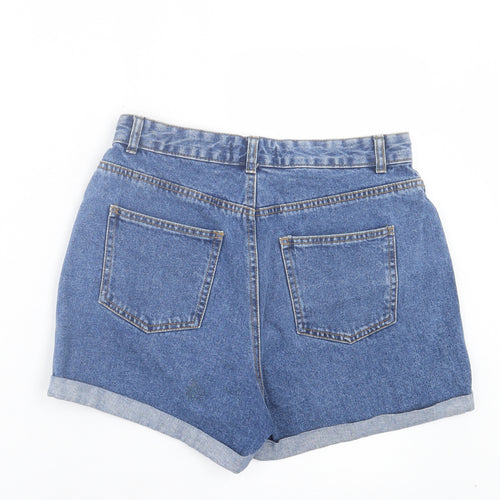 Denim & Co. Womens Blue Cotton Mom Shorts Size 12 L3 in Regular Button