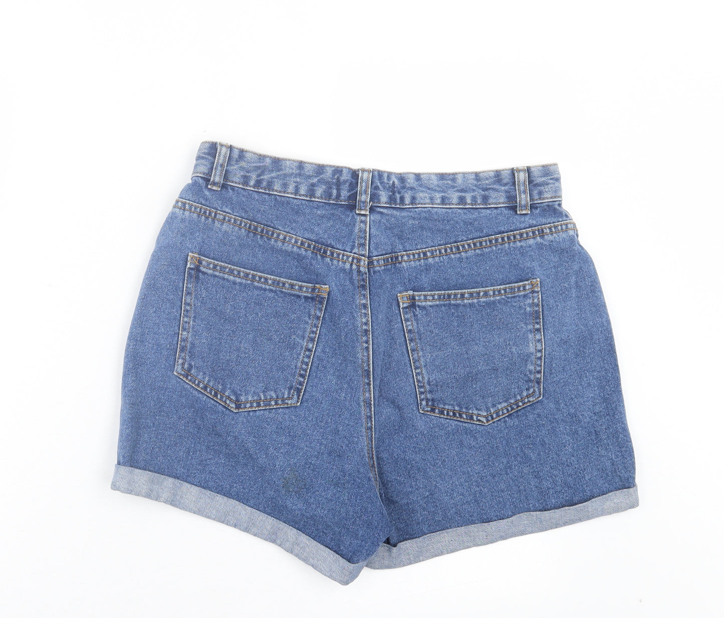 Denim & Co. Womens Blue Cotton Mom Shorts Size 12 L3 in Regular Button