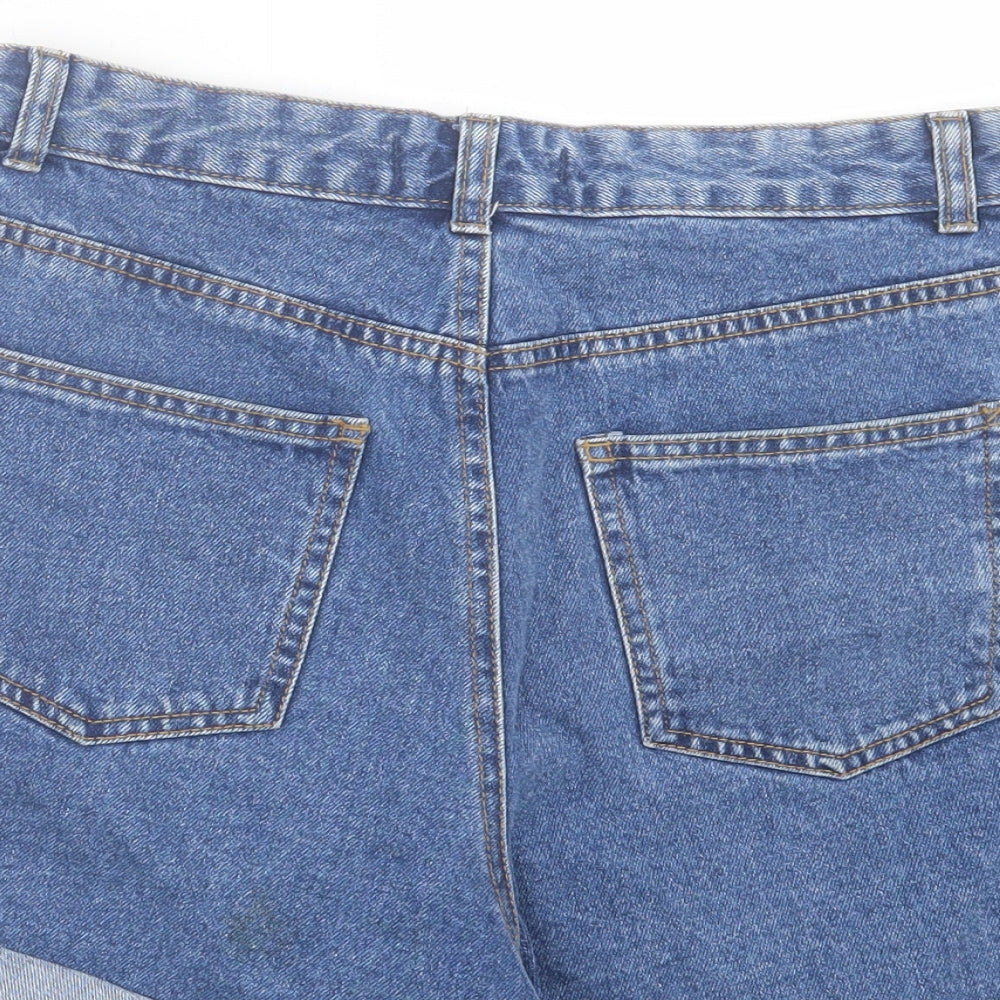Denim & Co. Womens Blue Cotton Mom Shorts Size 12 L3 in Regular Button
