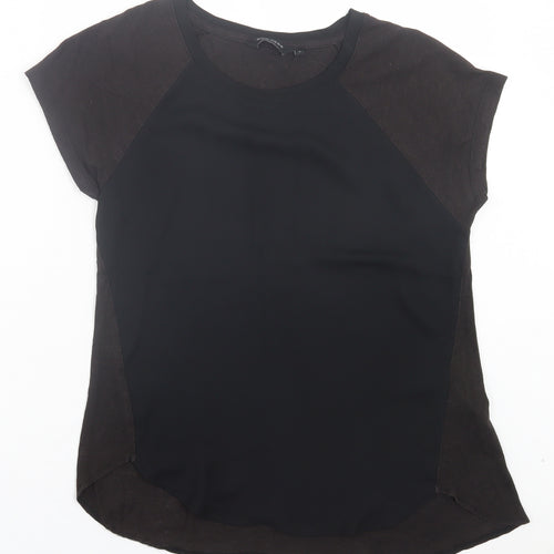 New Look Womens Brown Cotton Basic T-Shirt Size 8 Crew Neck