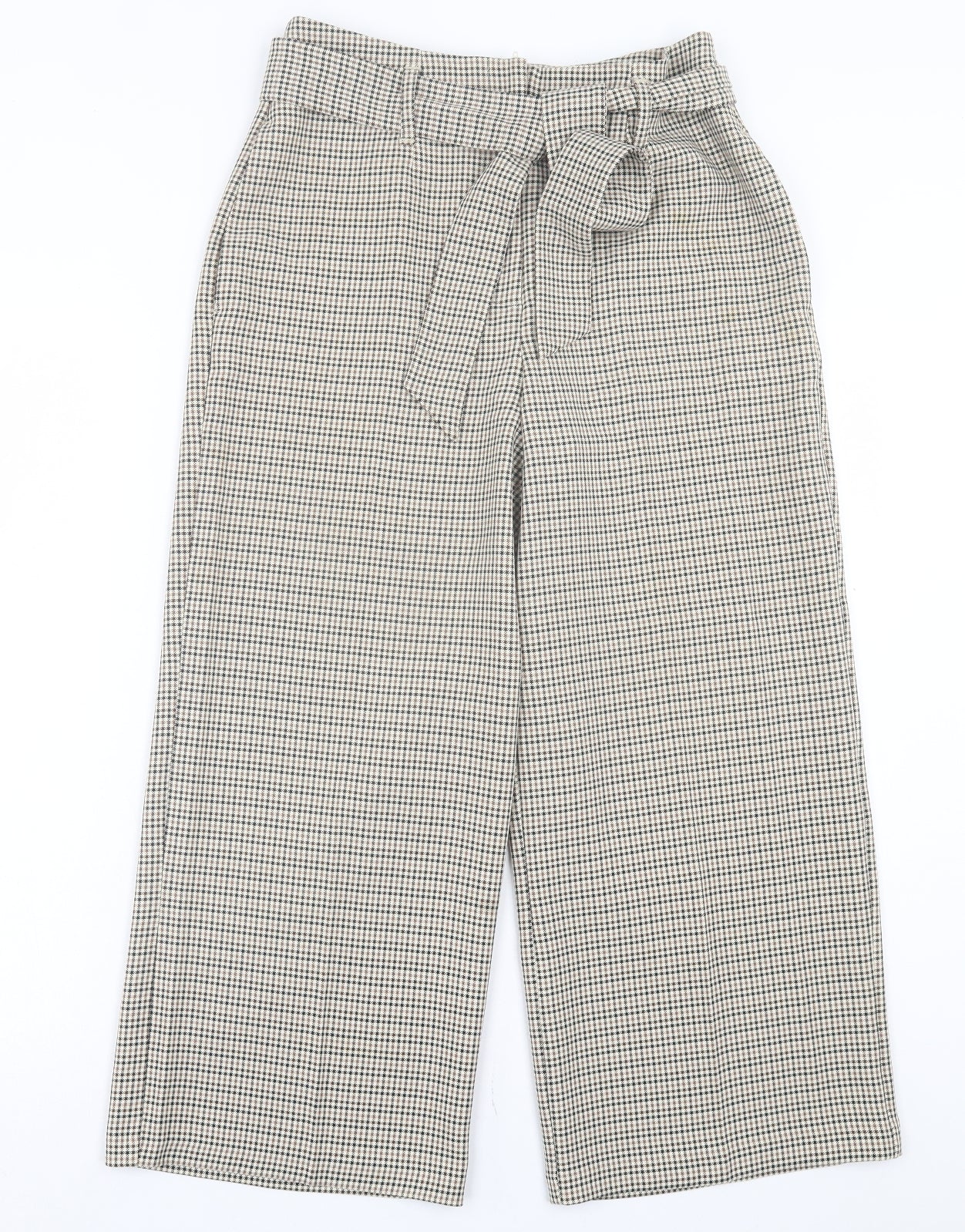 F&F Womens Brown Plaid Polyester Cropped Trousers Size 8 L23 in Regular Zip