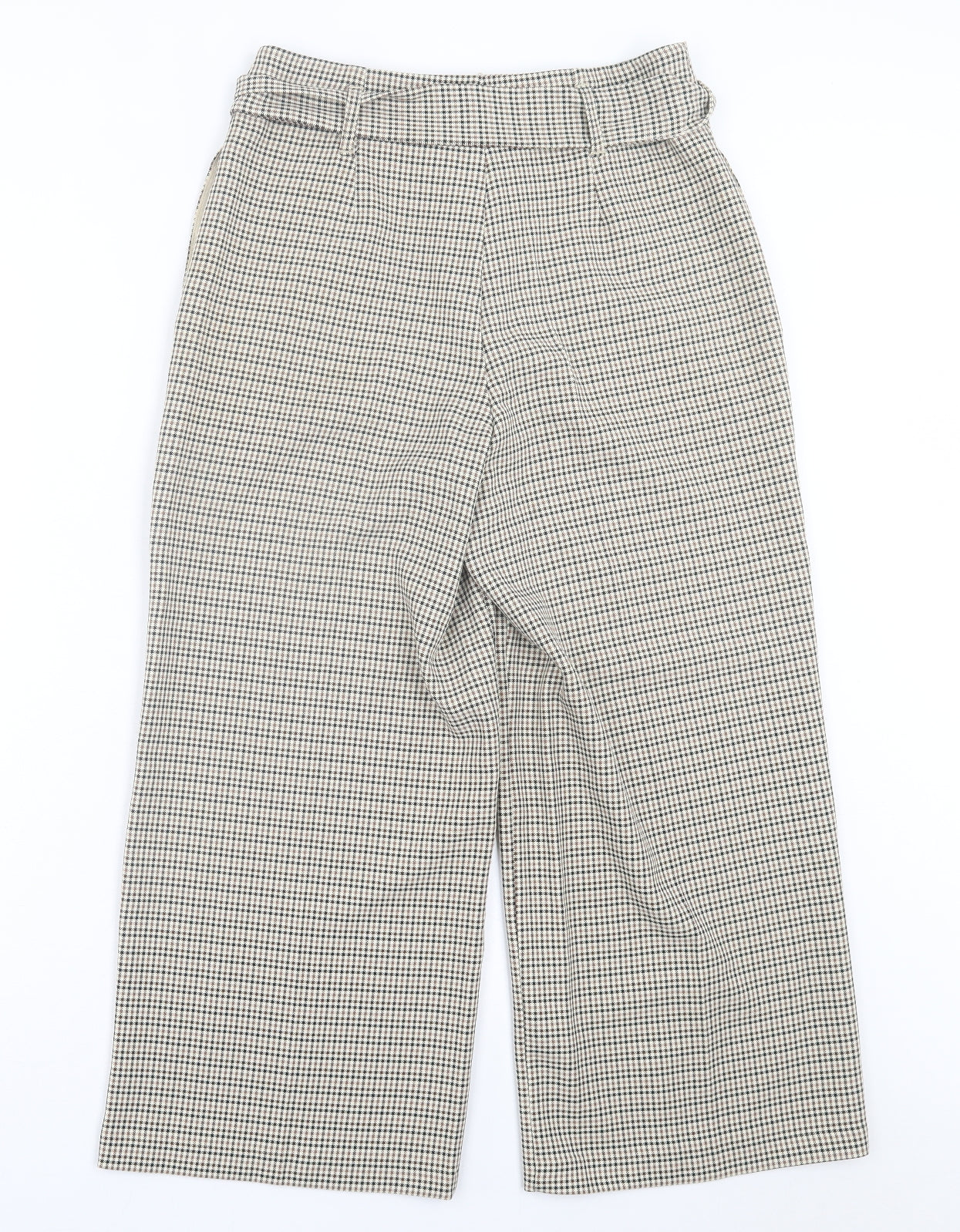 F&F Womens Brown Plaid Polyester Cropped Trousers Size 8 L23 in Regular Zip