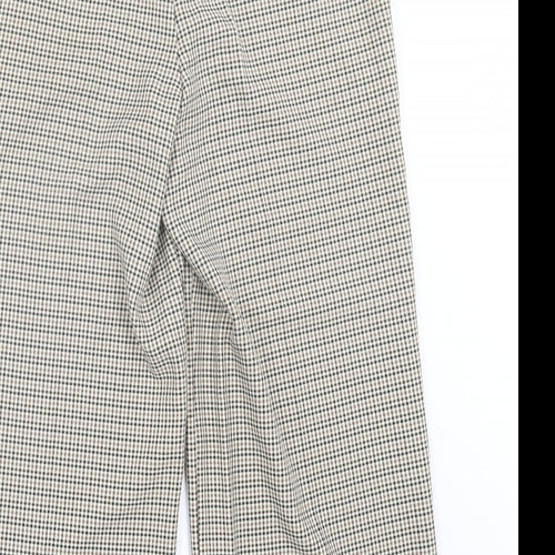 F&F Womens Brown Plaid Polyester Cropped Trousers Size 8 L23 in Regular Zip