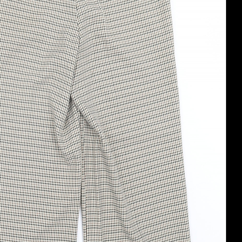 F&F Womens Brown Plaid Polyester Cropped Trousers Size 8 L23 in Regular Zip