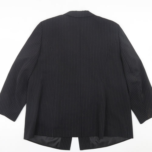 essence Womens Black Striped Jacket Blazer Size 22 Button