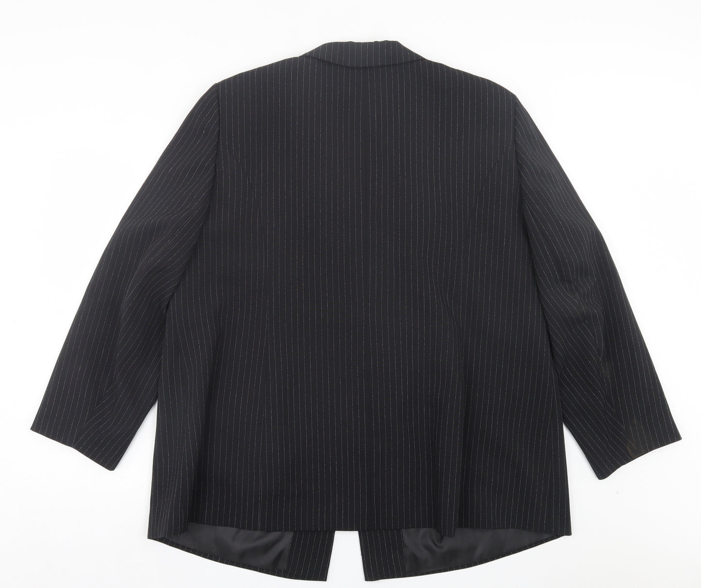 essence Womens Black Striped Jacket Blazer Size 22 Button
