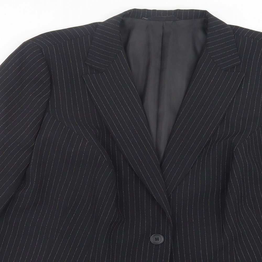 essence Womens Black Striped Jacket Blazer Size 22 Button