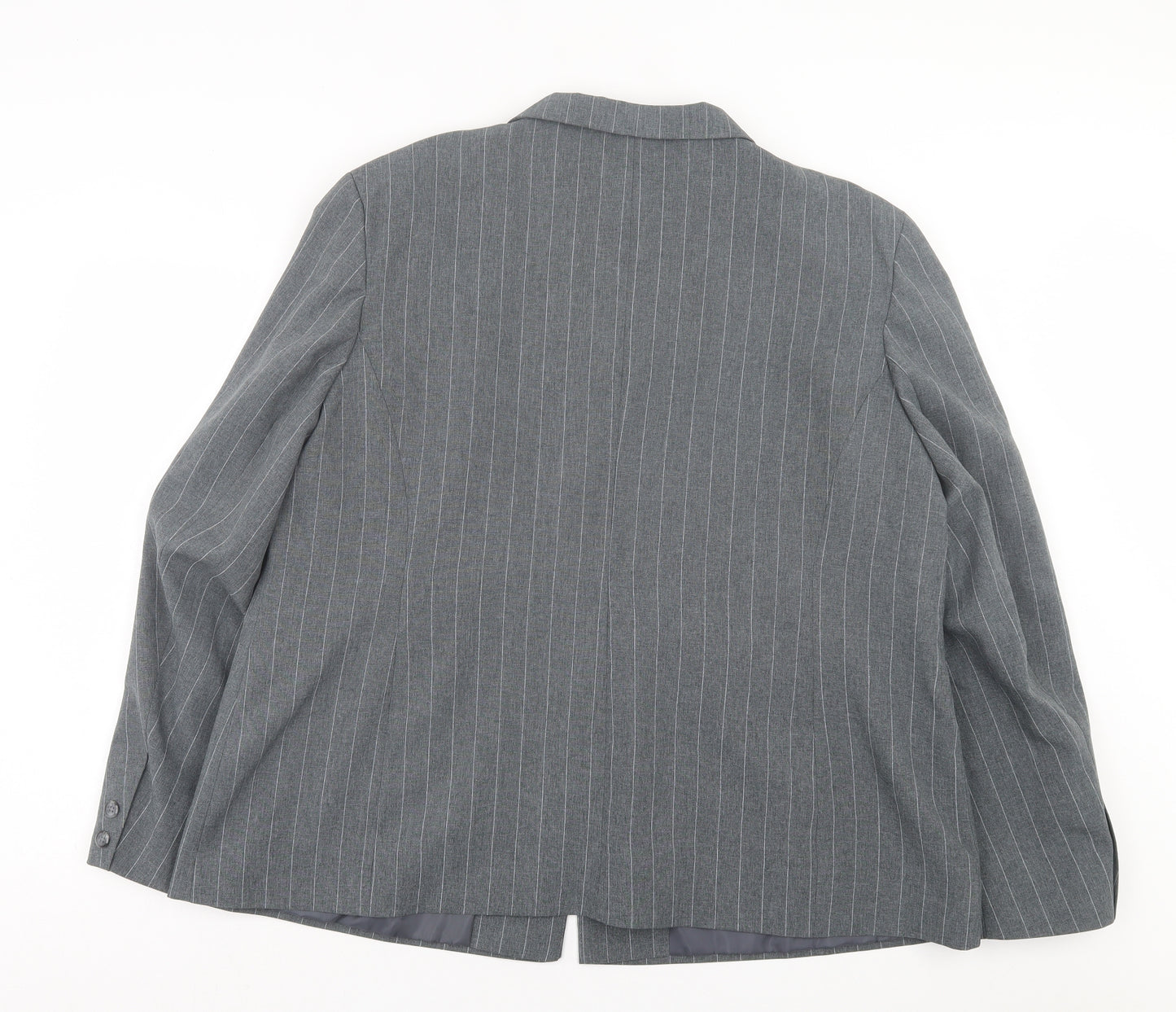 Bonmarché Womens Grey Striped Jacket Blazer Size 24 Button