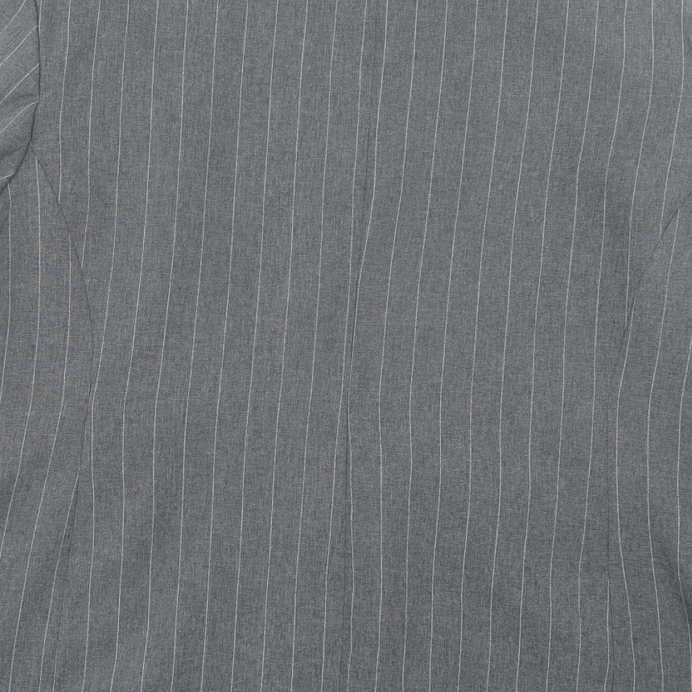 Bonmarché Womens Grey Striped Jacket Blazer Size 24 Button