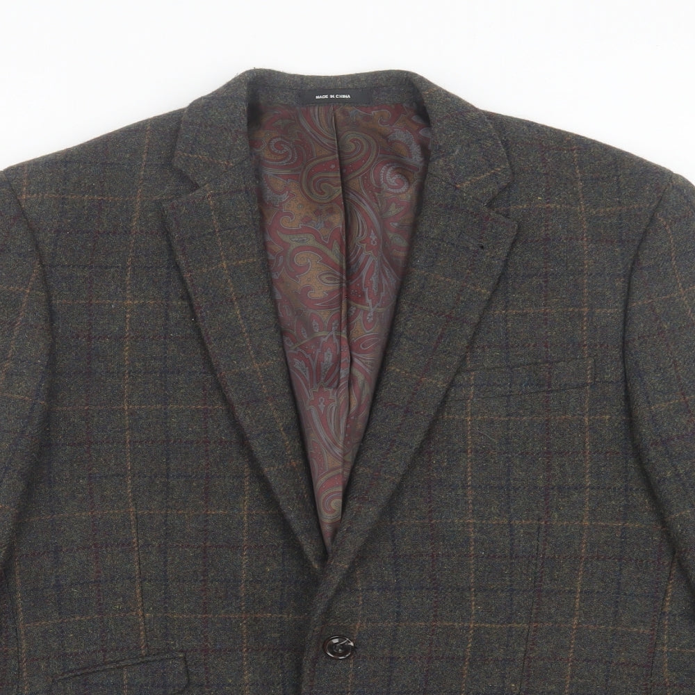Cedar Wood State Mens Green Plaid Polyester Jacket Suit Jacket Size 40