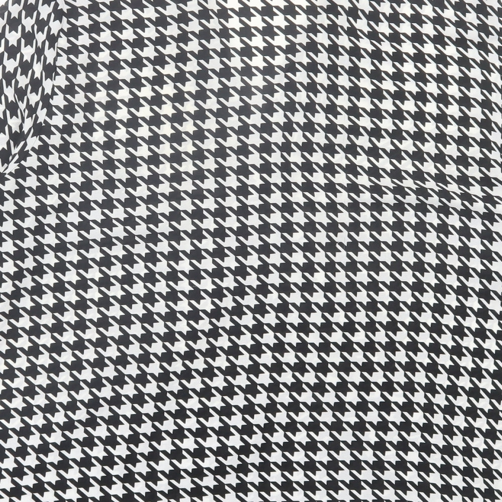 Marks and Spencer Womens Black Herringbone Polyester Basic Blouse Size 14 V-Neck