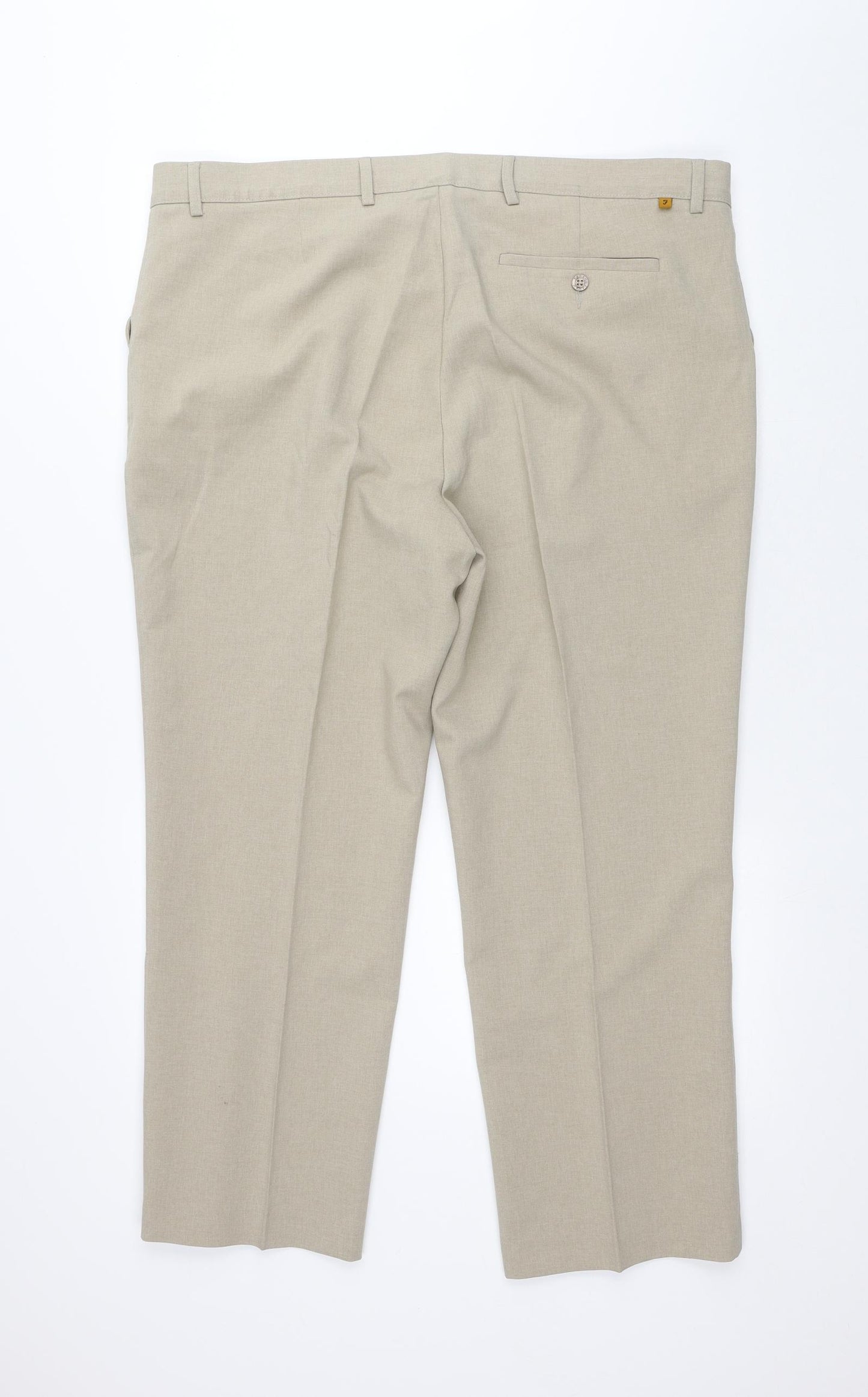 Farah Mens Beige Polyester Chino Trousers Size 42 in L27 in Regular Button