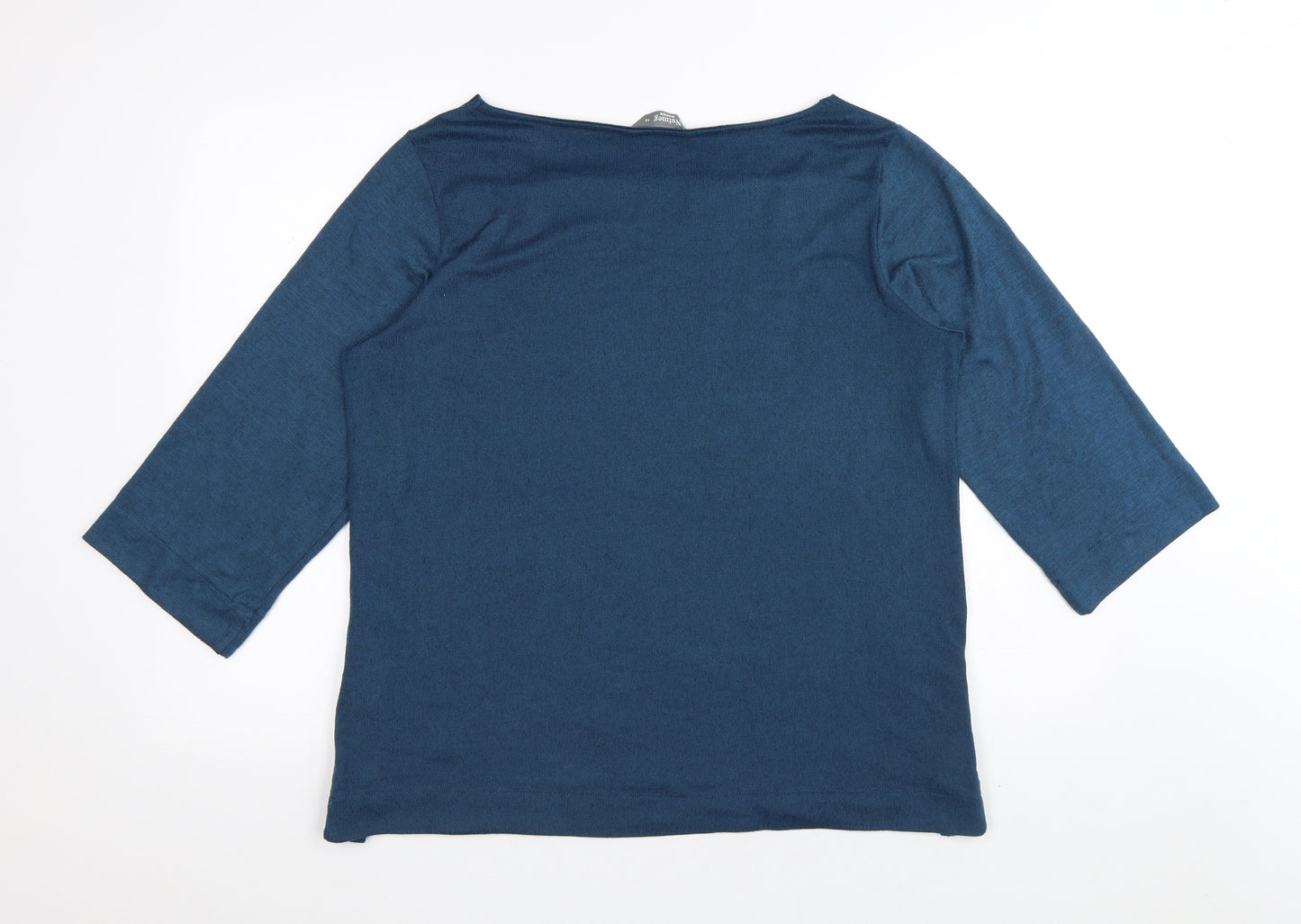 Nutmeg Womens Blue Polyester Basic Blouse Size 16 Square Neck
