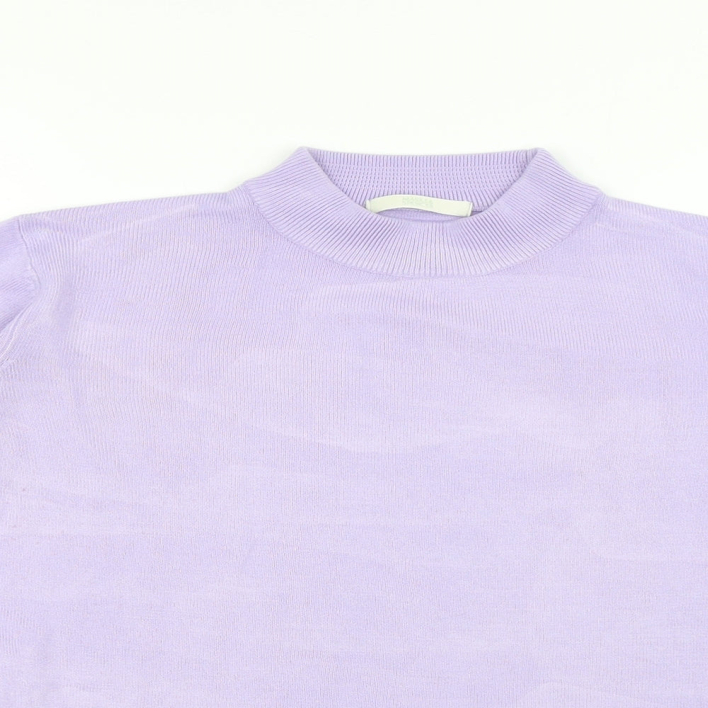 Marks and Spencer Womens Purple High Neck Acrylic Pullover Jumper Size 12