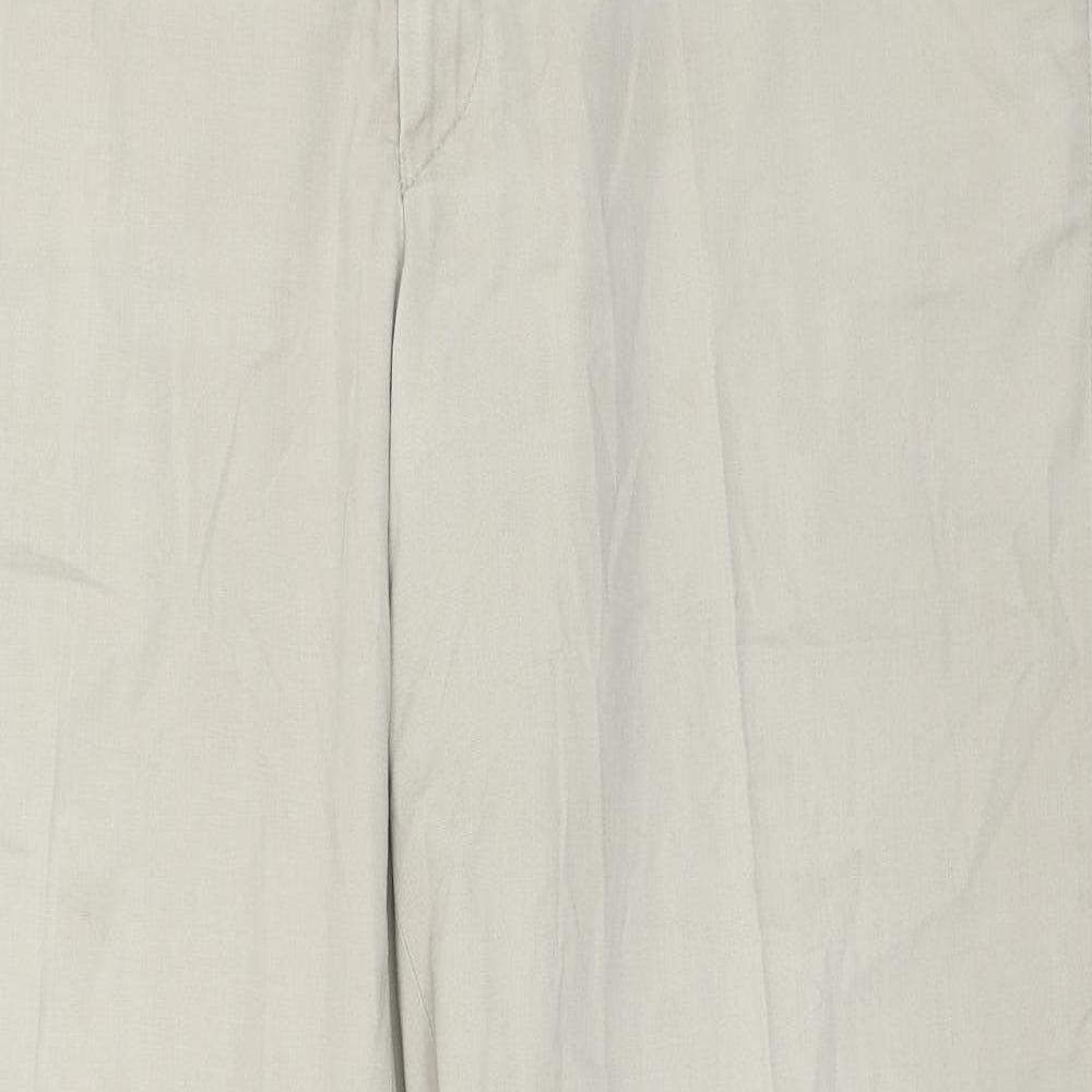 Marks and Spencer Womens Beige Cotton Chino Trousers Size 40 in L31 in Regular Hook & Loop