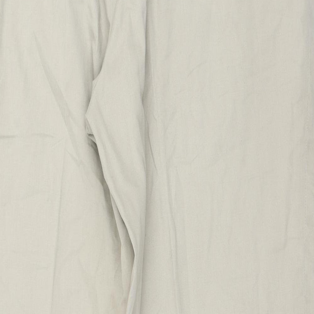 Marks and Spencer Womens Beige Cotton Chino Trousers Size 40 in L31 in Regular Hook & Loop