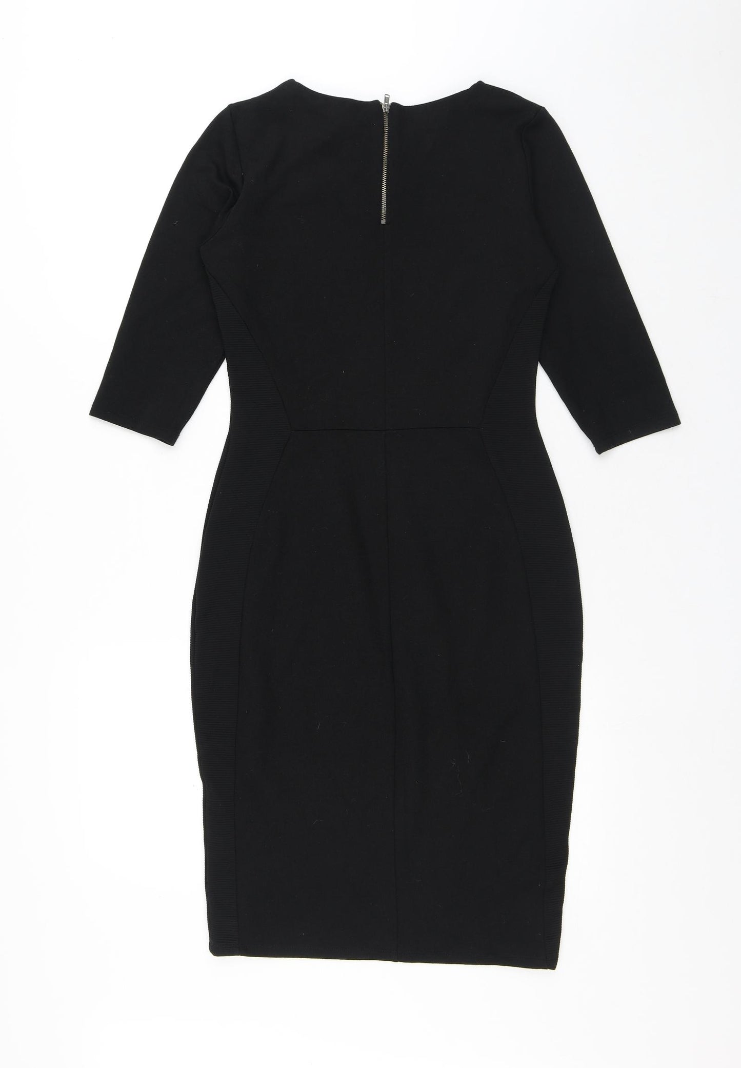 F&F Womens Black Viscose A-Line Size 6 Round Neck Zip