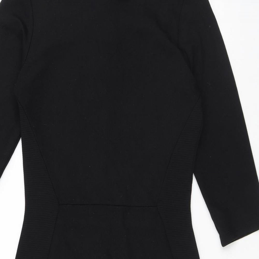 F&F Womens Black Viscose A-Line Size 6 Round Neck Zip