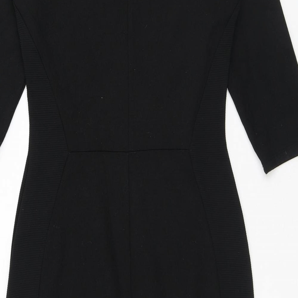 F&F Womens Black Viscose A-Line Size 6 Round Neck Zip