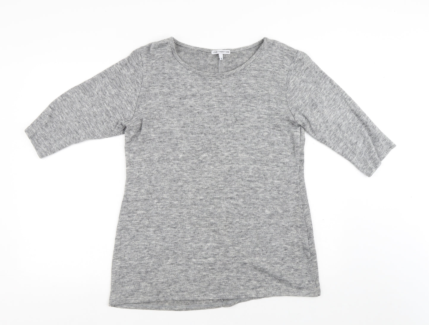 Store Twenty One Womens Grey Acrylic Basic T-Shirt Size 16 Round Neck