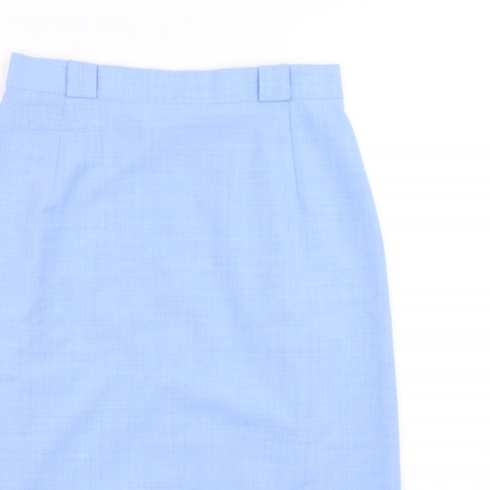 Laura Labek Womens Blue Polyamide Straight & Pencil Skirt Size 14 Button