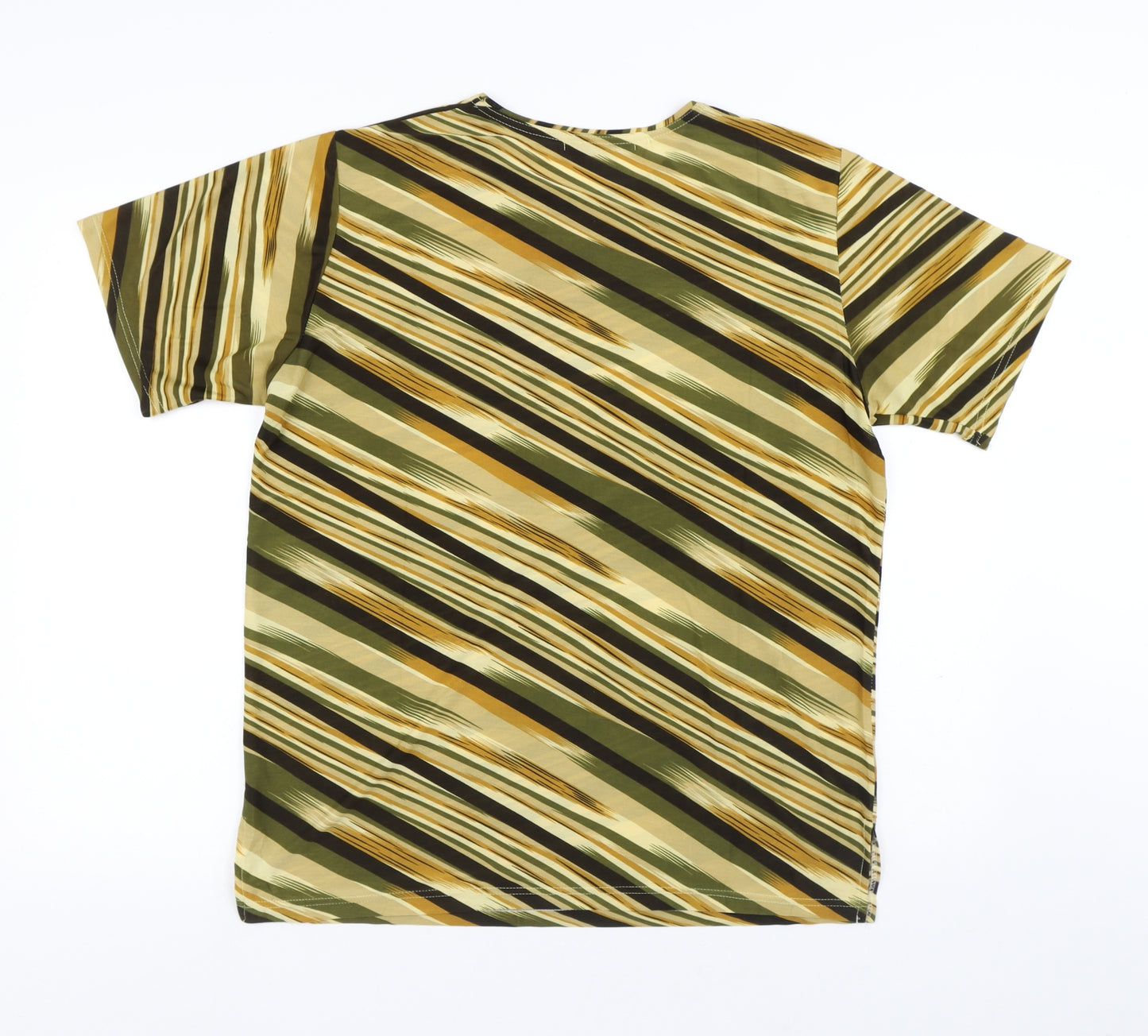 Dian Dian Tong Womens Multicoloured Striped Polyester Basic T-Shirt Size M Round Neck