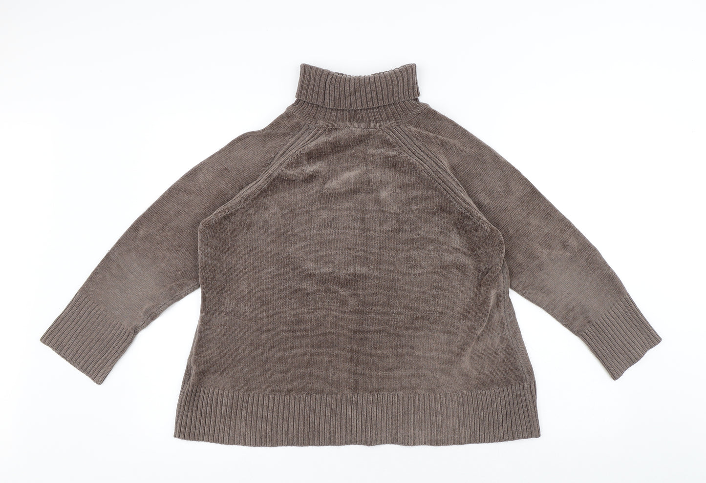 Preworn Womens Brown Roll Neck Polyamide Pullover Jumper Size 16