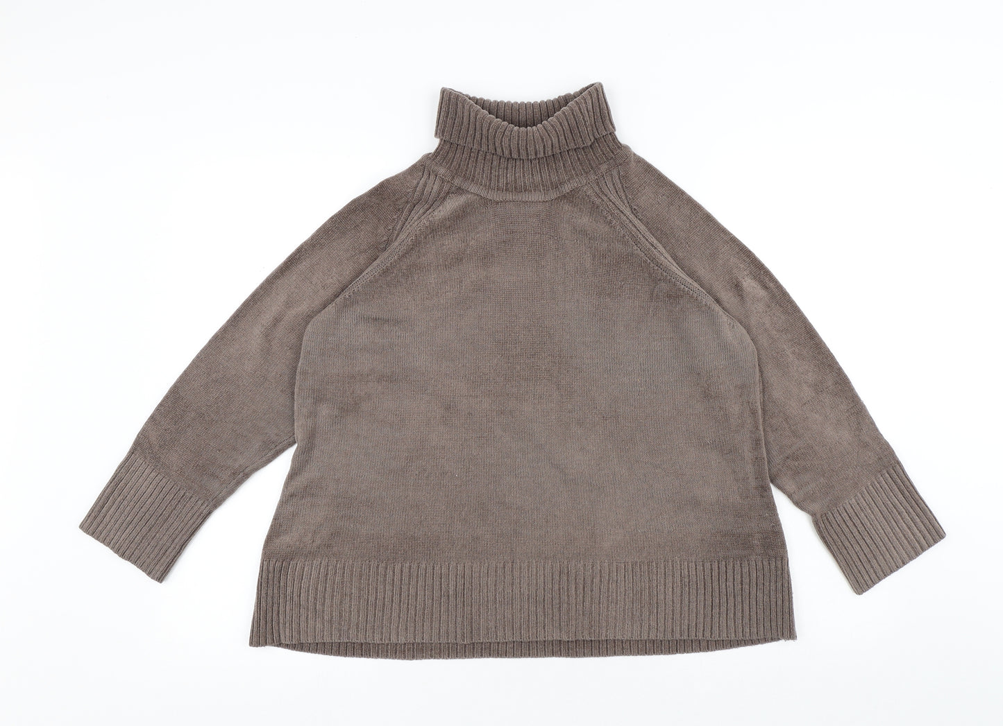 Preworn Womens Brown Roll Neck Polyamide Pullover Jumper Size 16