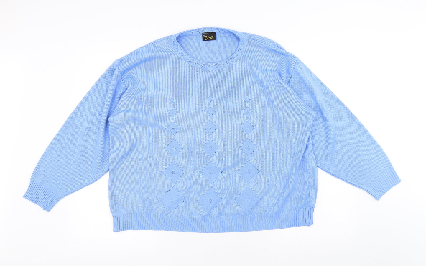 Capers Womens Blue Round Neck Polyethylene Pullover Jumper Size M