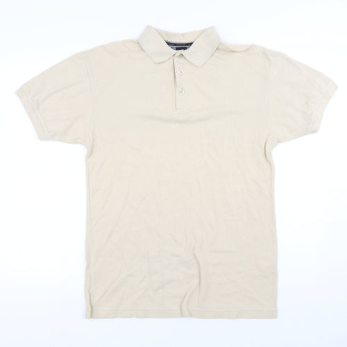 Armando Mens Beige Cotton Polo Size S Collared Button