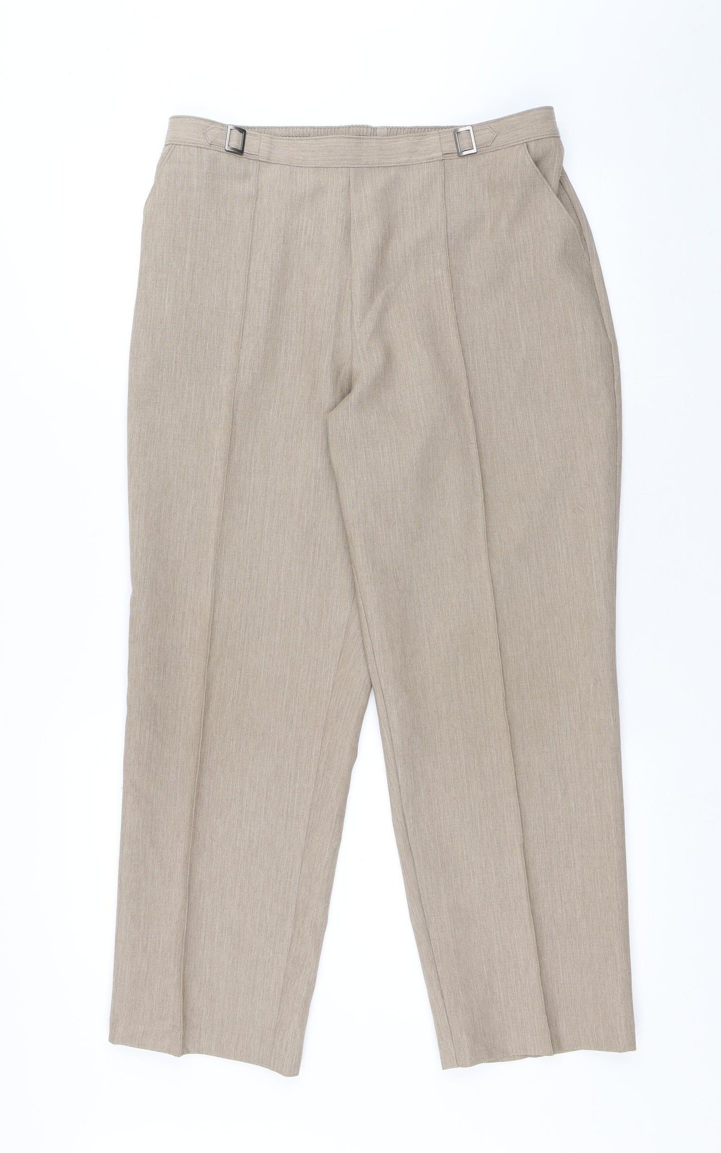 Marks and Spencer Womens Beige Polyester Trousers Size 14 L26 in Regular