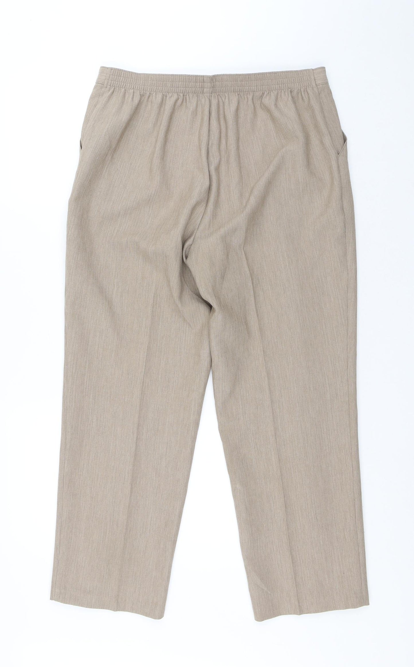Marks and Spencer Womens Beige Polyester Trousers Size 14 L26 in Regular
