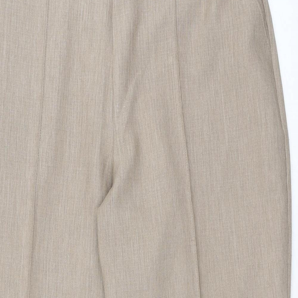 Marks and Spencer Womens Beige Polyester Trousers Size 14 L26 in Regular