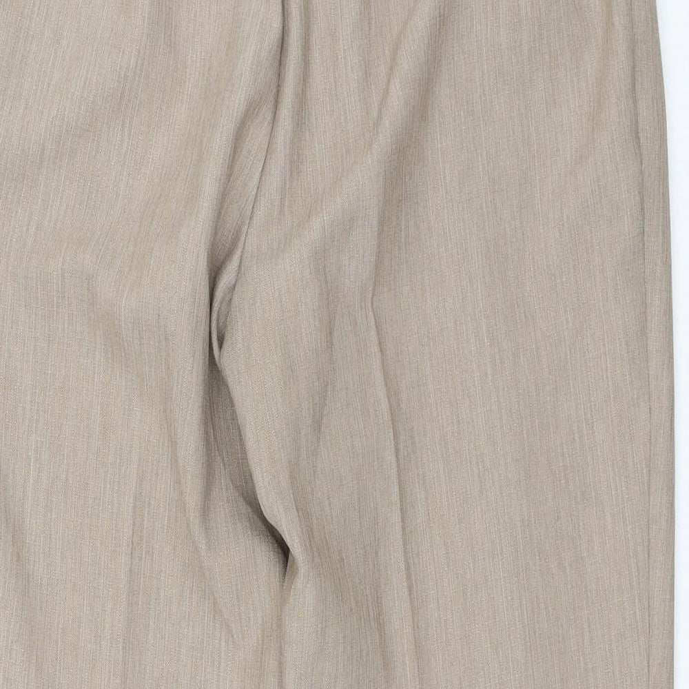 Marks and Spencer Womens Beige Polyester Trousers Size 14 L26 in Regular