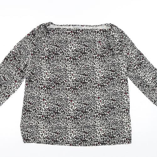 Marks and Spencer Womens Multicoloured Animal Print Viscose Basic T-Shirt Size 18 Square Neck - Leopard Print