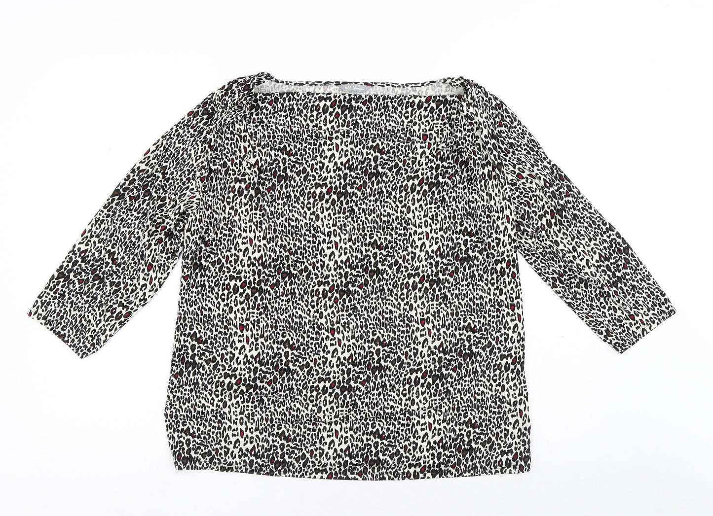 Marks and Spencer Womens Multicoloured Animal Print Viscose Basic T-Shirt Size 18 Square Neck - Leopard Print