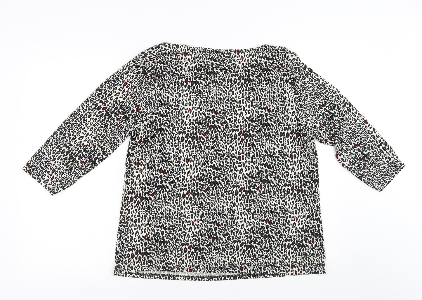 Marks and Spencer Womens Multicoloured Animal Print Viscose Basic T-Shirt Size 18 Square Neck - Leopard Print