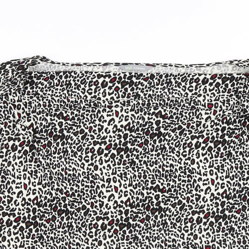 Marks and Spencer Womens Multicoloured Animal Print Viscose Basic T-Shirt Size 18 Square Neck - Leopard Print