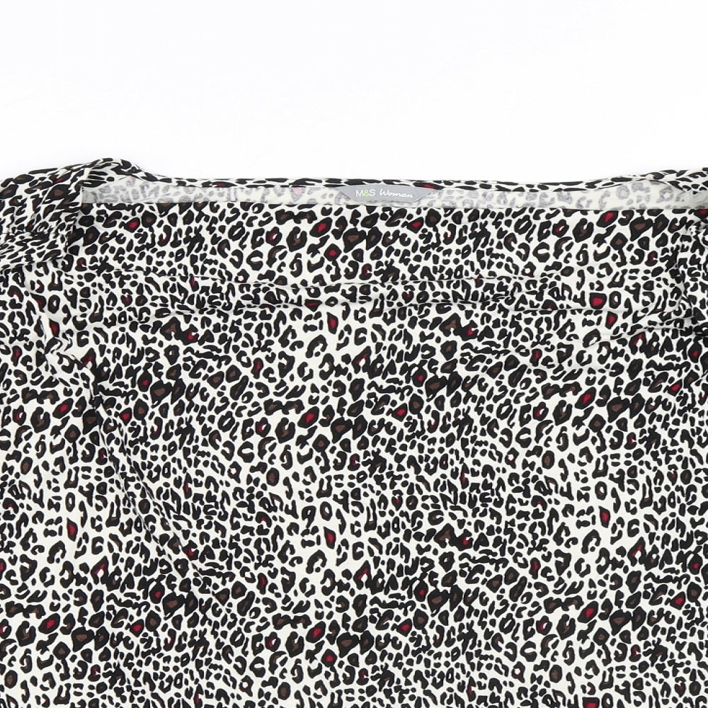 Marks and Spencer Womens Multicoloured Animal Print Viscose Basic T-Shirt Size 18 Square Neck - Leopard Print