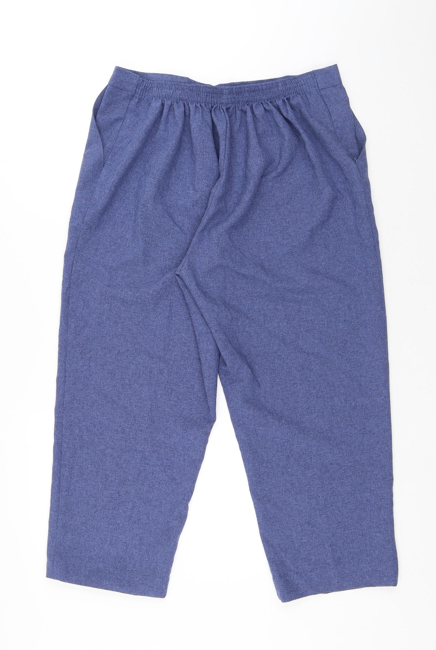 Emma Collection Womens Blue Polyester Cropped Trousers Size 34 in L25 in Regular