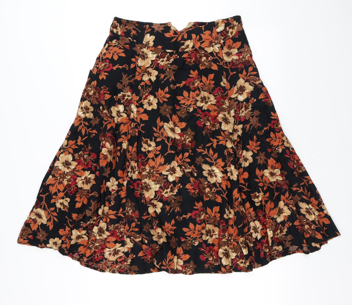 Preworn Womens Multicoloured Floral Polyester A-Line Skirt Size 14 Button - Flowers