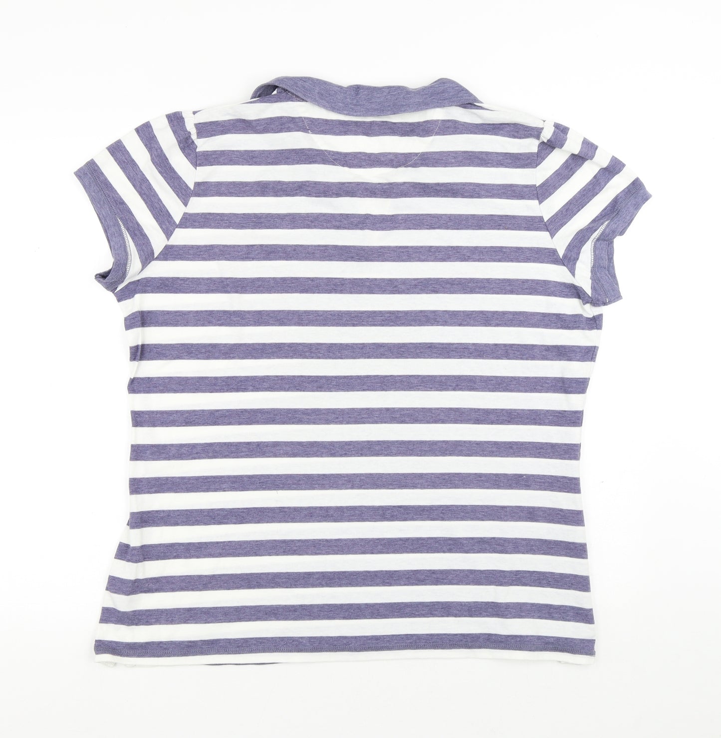 TU Womens Blue Striped Cotton Basic Polo Size 22 Collared