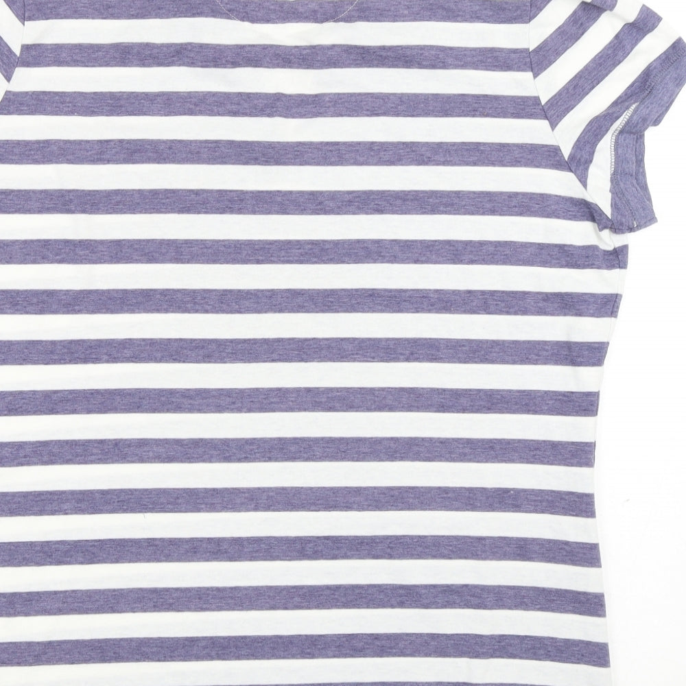 TU Womens Blue Striped Cotton Basic Polo Size 22 Collared